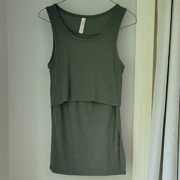 Olive Green Nursing Tank Top - Picture 1 of 5
